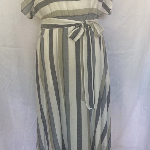 Jessica Howard EUC Linen Blend Beachy/Boho Tie Waist Striped Sundress, size 12 - Picture 5 of 9